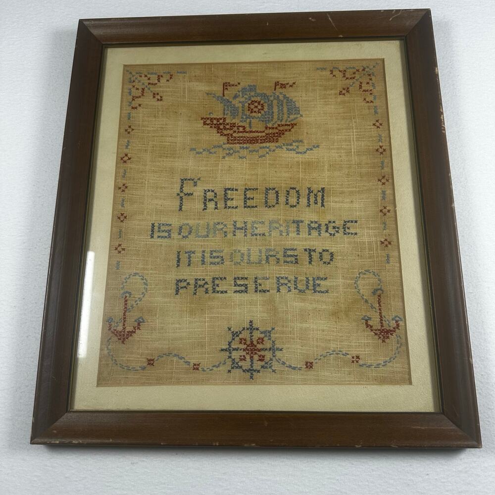 Vintage Antique Freedom Cross-Stitch